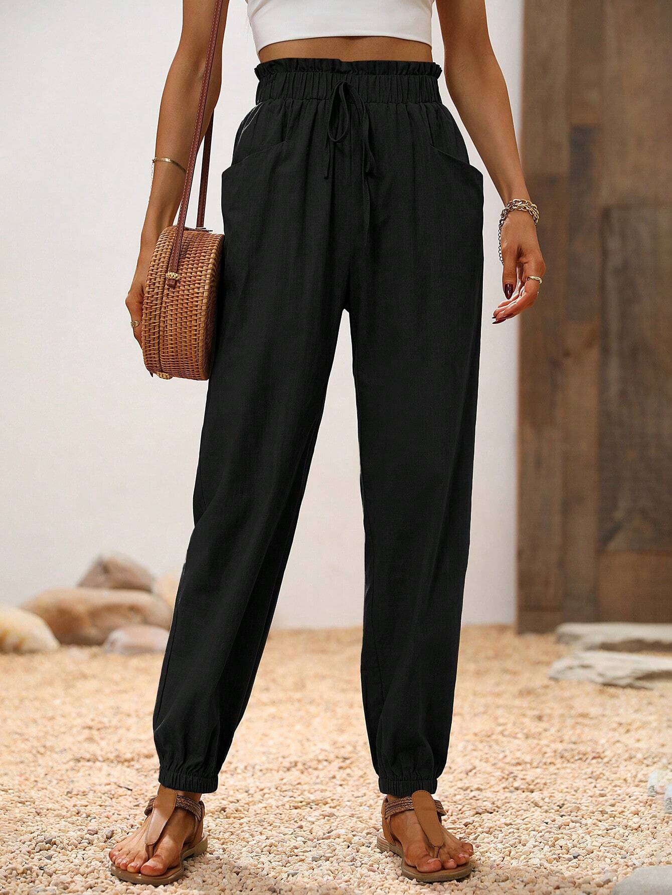 LUNE Paperbag Waist Knot Front Pants