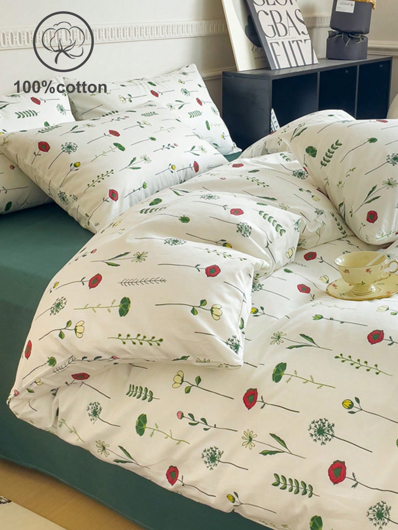 3pcs Ditsy Ditsy Floral Comfortable All-Season Duvet Cover Set