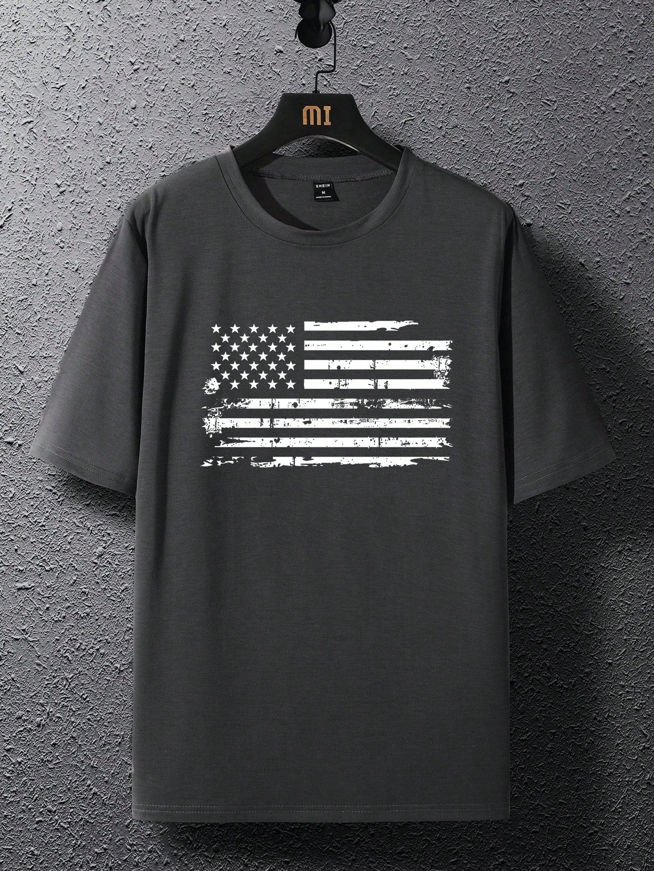 Manfinity Homme Men's Summer Casual Round Neck T-Shirt With American Flag Print