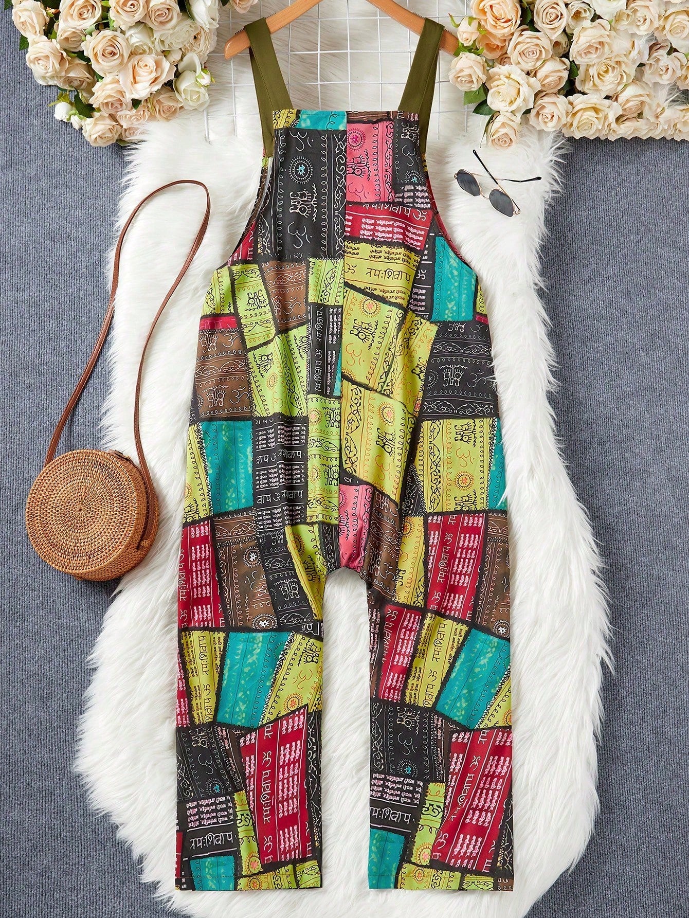 Unity Women's Patchwork Printed Pocket Overalls