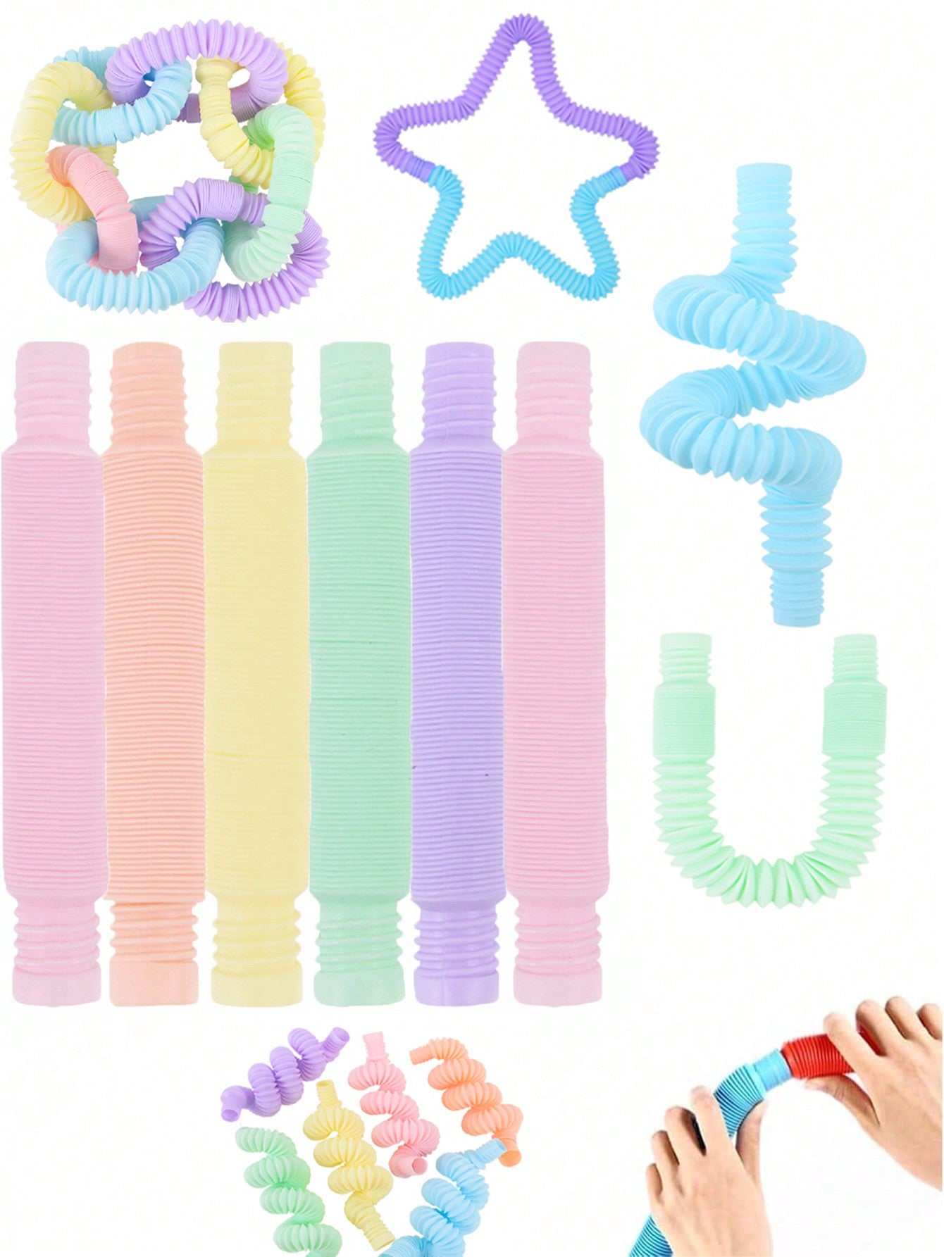 16/24pcs Stress Relief Stretch Pipe Toy, A Toy Loved By The Whole Family. Inspiring And Imaginative Creative Play,  Sensory Toys, Connect, Stretch, Twist And Pop, Party Gift, Gift Class Gift Bag Fillers, ADHD Anxiety Relief Toys. Adults Only,Christmas