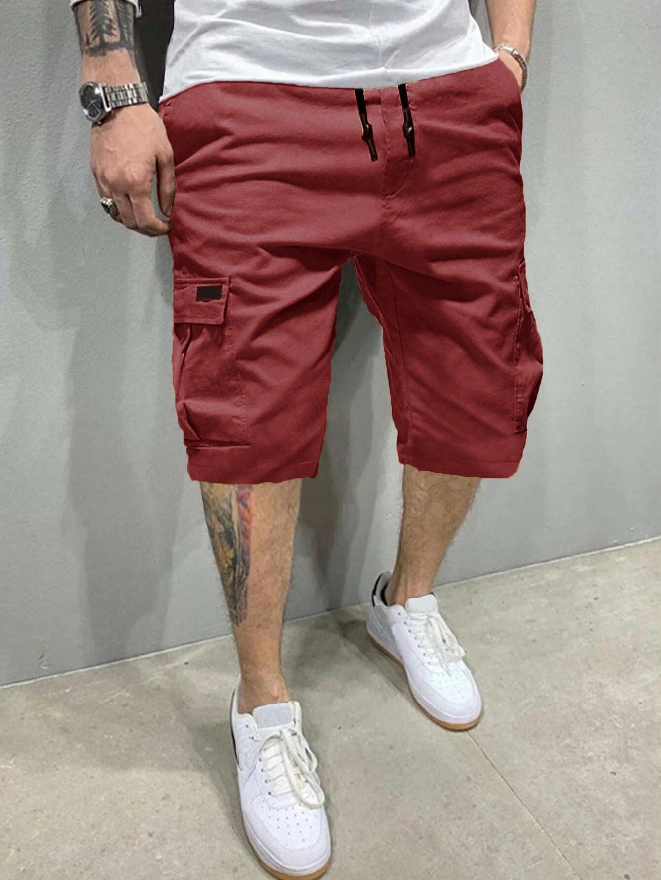 Cargo Shorts Classic Design, Men's Casual Multi-Pocket Drawstring Waist Cargo Shorts, Suitable For Outdoor Wear In Summer