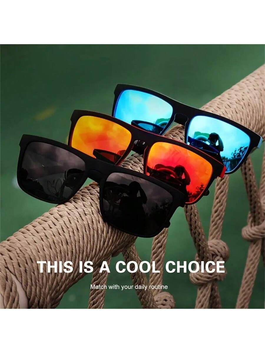 3pcs/Set Dreamy Cool Classic Square Fashion Glasses, Suitable For Men And Women, Outdoor Sports Party Vacation Travel Driving Fishing Supplies Photo Props