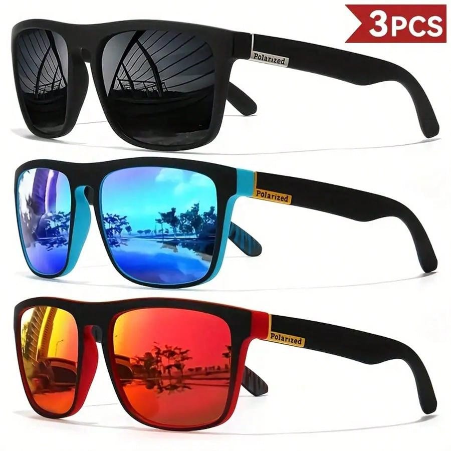 3pcs/Set Dreamy Cool Classic Square Fashion Glasses, Suitable For Men And Women, Outdoor Sports Party Vacation Travel Driving Fishing Supplies Photo Props