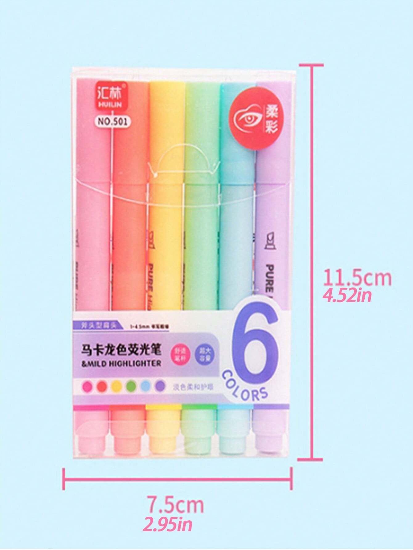 1box 6pcs Colorful Fluorescent Highlighter Pens For Students