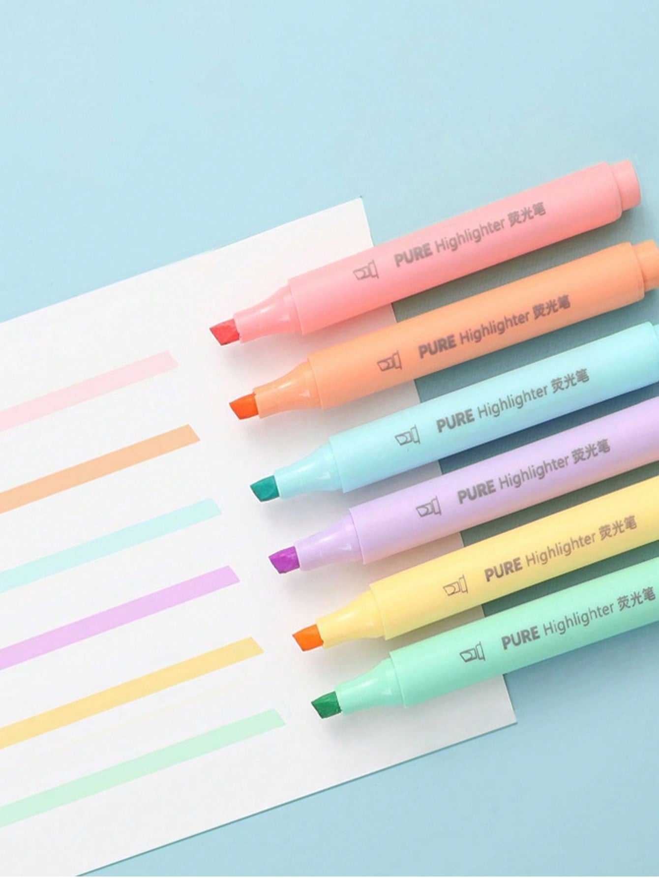 1box 6pcs Colorful Fluorescent Highlighter Pens For Students