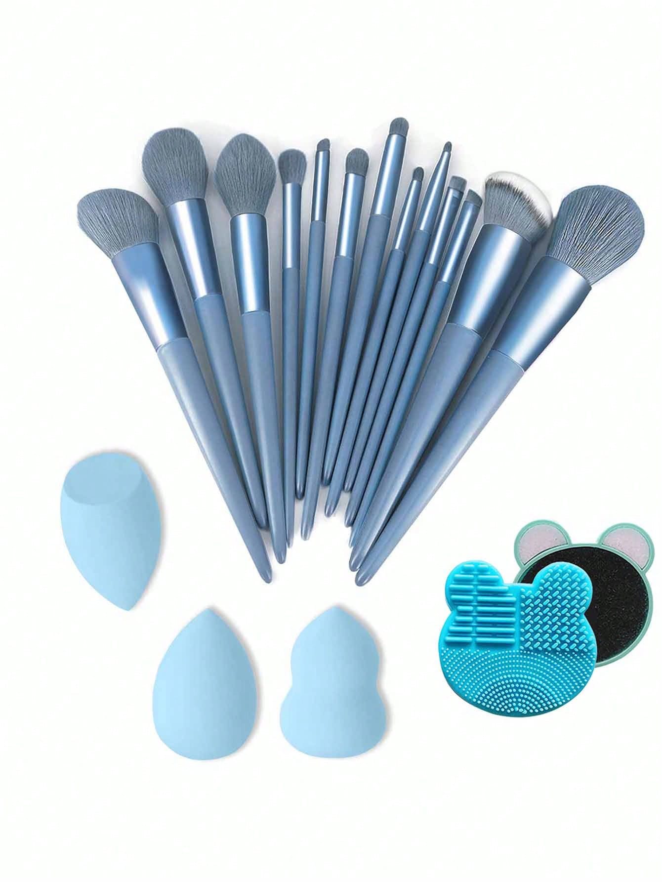 Makeup Brush 13pcs Brushes Set3pcs Cosmetic Makeup Sponge1pcs Makeup Brush Cleaning Box Beauty Tool Eyeshadow Blush Professional Brushes