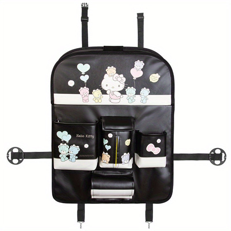 Sanrio Car Seat Back Storage Bag, Auto Mounted, Multifunctional, Anti-Dirt Protection Pad, Desk Paper Towel Holder, Car Accessories