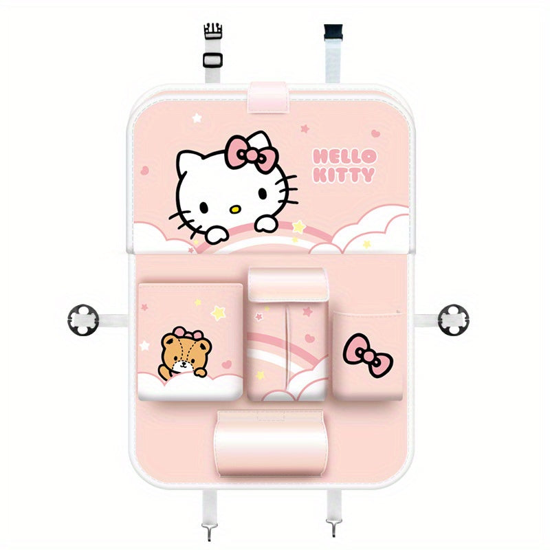 Sanrio Car Seat Back Storage Bag, Auto Mounted, Multifunctional, Anti-Dirt Protection Pad, Desk Paper Towel Holder, Car Accessories