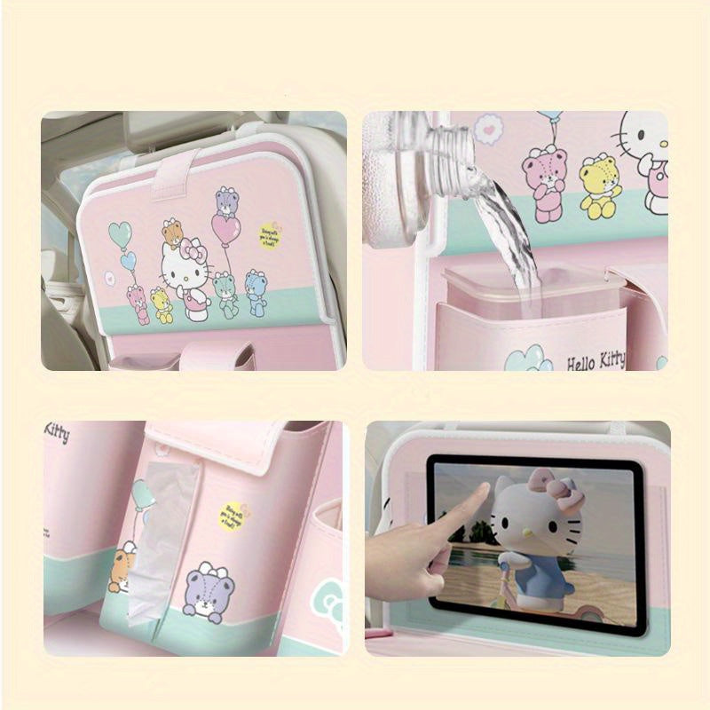 Sanrio Car Seat Back Storage Bag, Auto Mounted, Multifunctional, Anti-Dirt Protection Pad, Desk Paper Towel Holder, Car Accessories