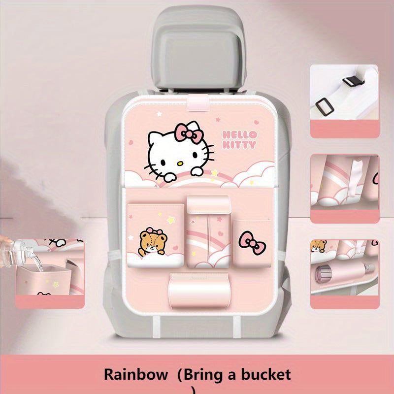 Sanrio Car Seat Back Storage Bag, Auto Mounted, Multifunctional, Anti-Dirt Protection Pad, Desk Paper Towel Holder, Car Accessories