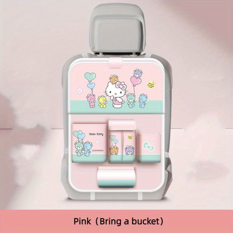 Sanrio Car Seat Back Storage Bag, Auto Mounted, Multifunctional, Anti-Dirt Protection Pad, Desk Paper Towel Holder, Car Accessories