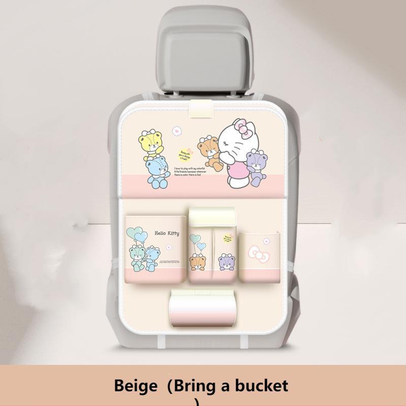 Sanrio Car Seat Back Storage Bag, Auto Mounted, Multifunctional, Anti-Dirt Protection Pad, Desk Paper Towel Holder, Car Accessories