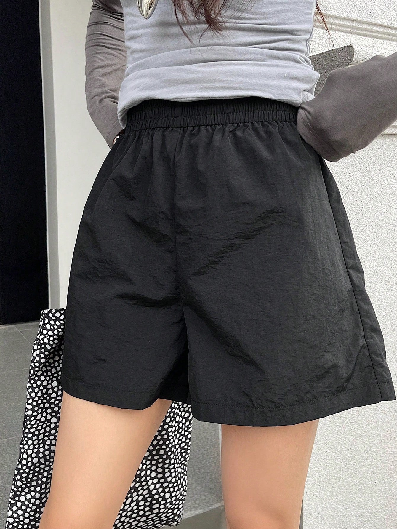 Women's Solid Color Elastic Waist Casual Shorts Swimwear Bottom