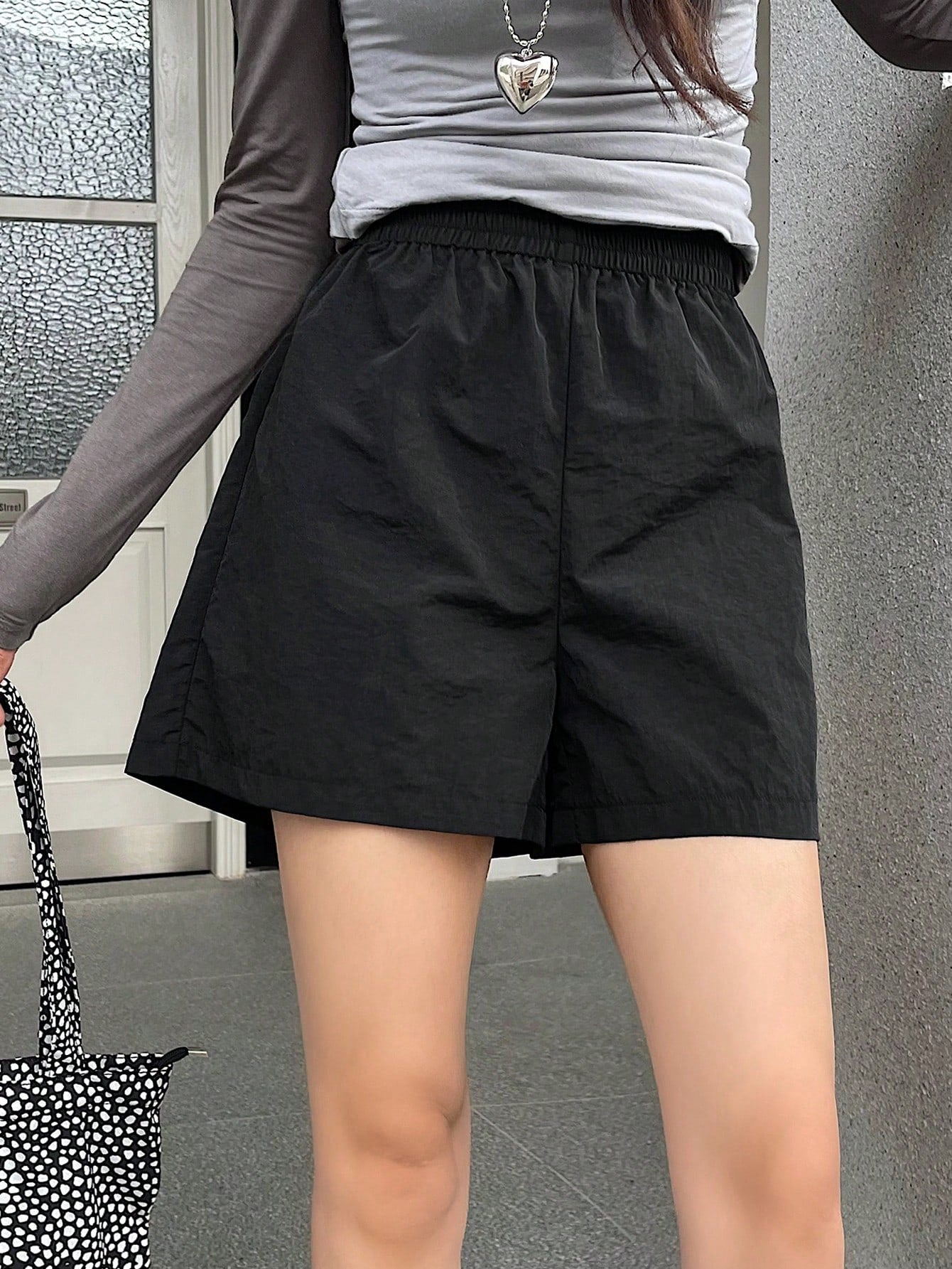 Women's Solid Color Elastic Waist Casual Shorts Swimwear Bottom