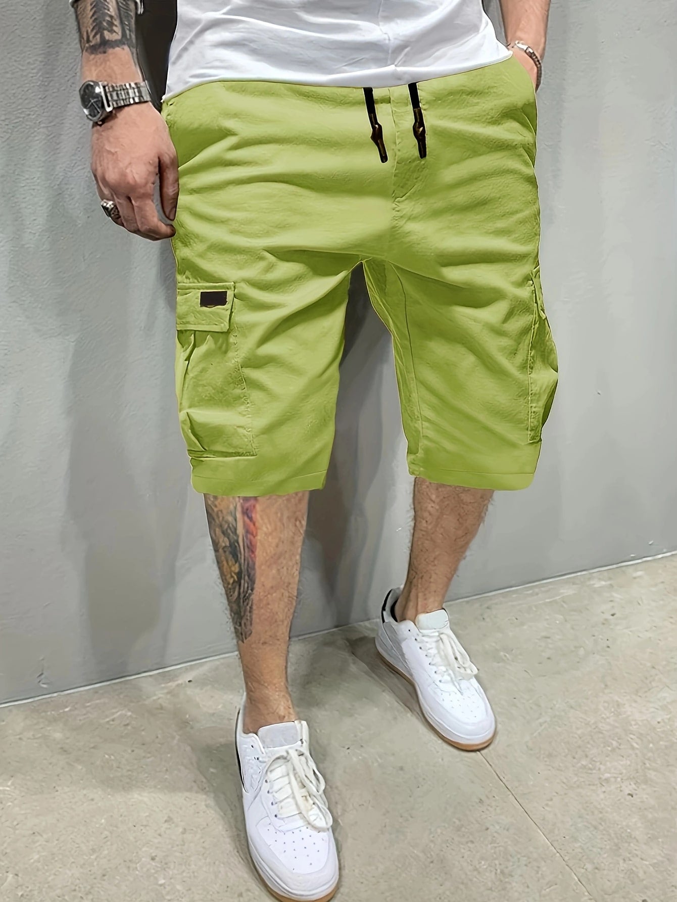 Cargo Shorts Classic Design, Men's Casual Multi-Pocket Drawstring Waist Cargo Shorts, Suitable For Outdoor Wear In Summer