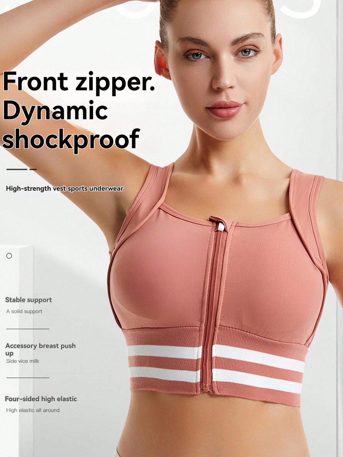 Women Sports Intimates Women Sports Bras Anti-Sagging Support Shockproof Bra Zip Up Daily Wear Leisure All Match Fitness Everyday Casual Outdoor Exercise Running