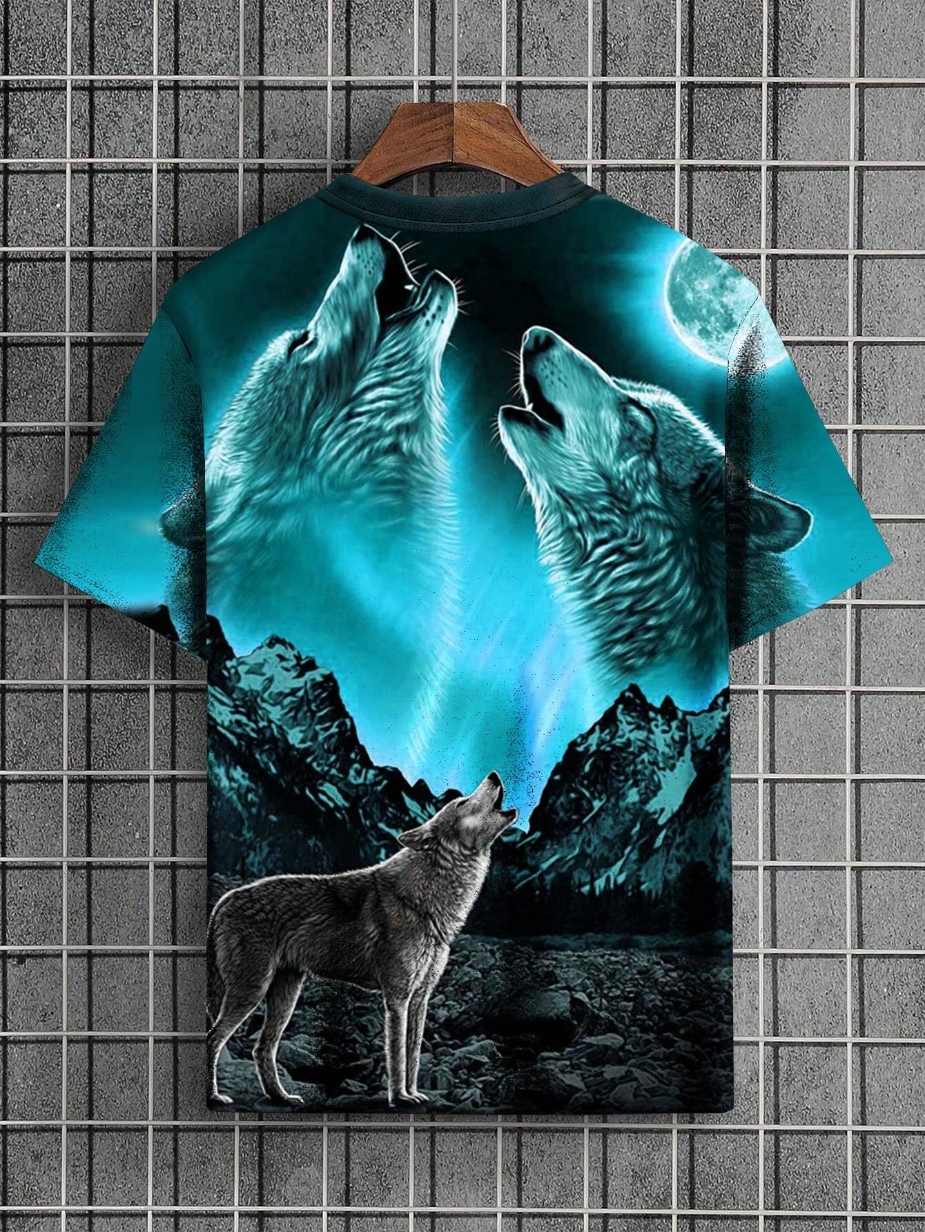 Men's Summer Casual Moonlight Wolf Graphic T-Shirt