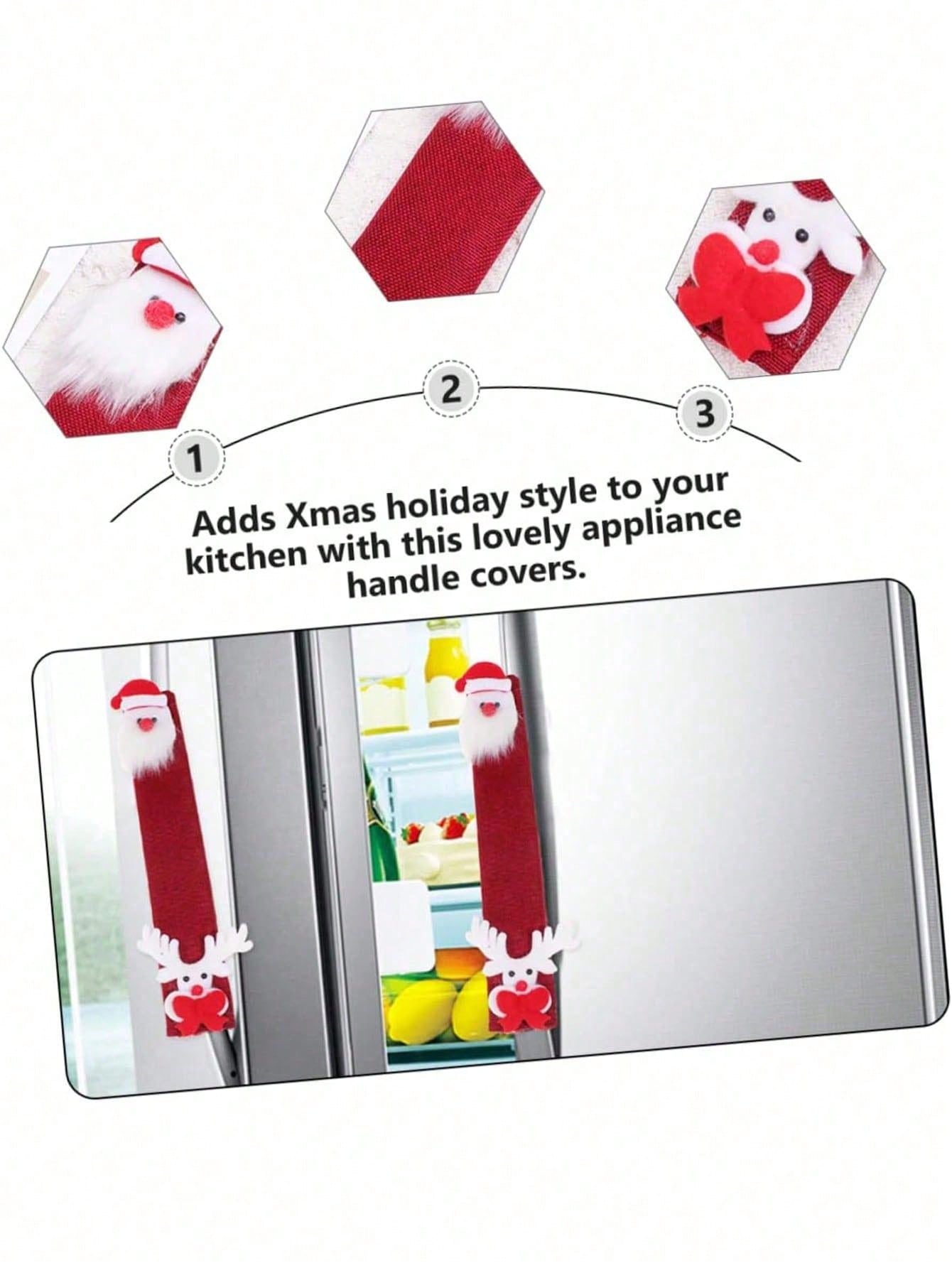 1pc Christmas Refrigerator Door Handle Cover, Fashionable Personality Oven Handle Cover, Christmas Fridge Decor