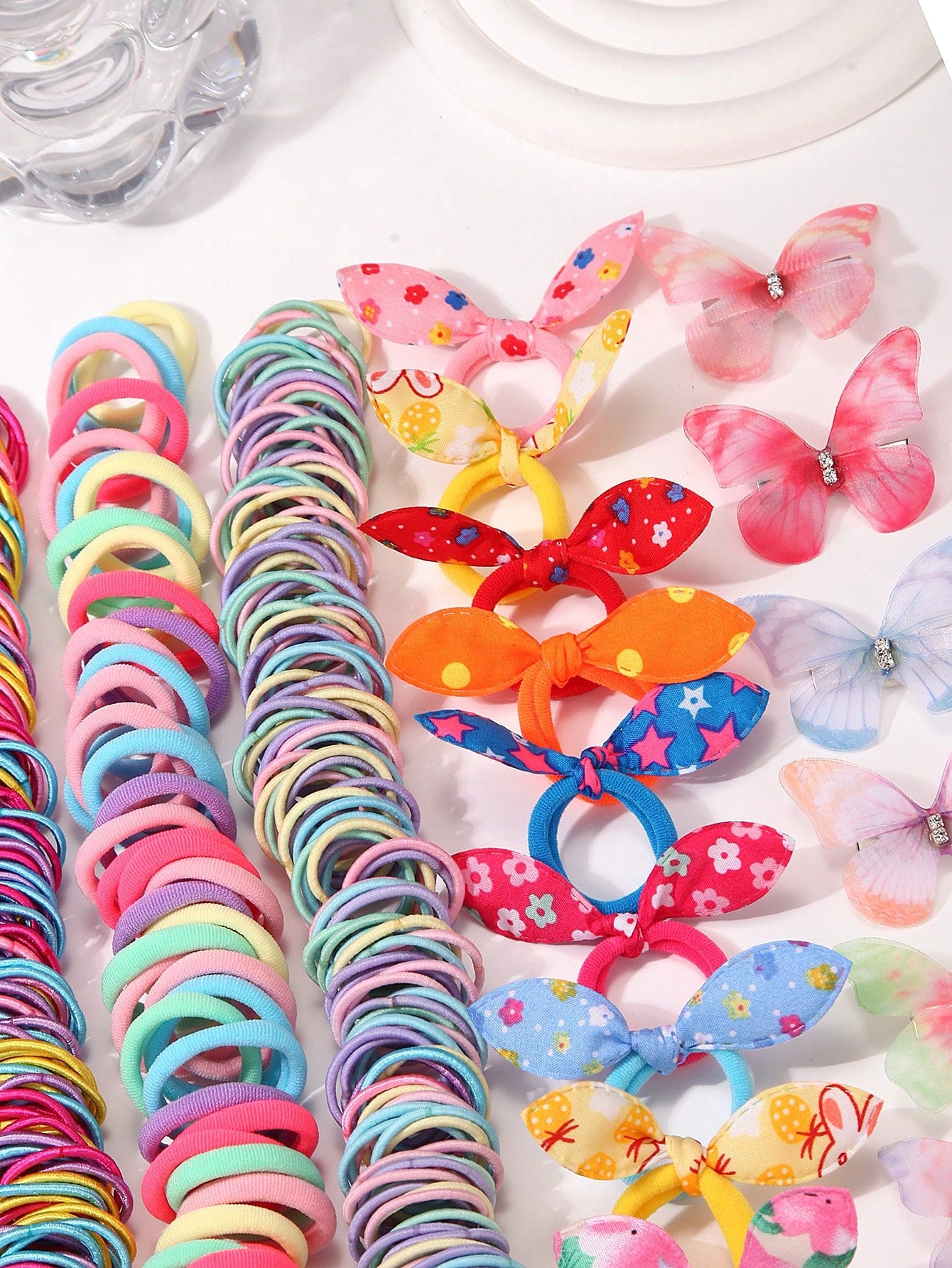 267pcs Kids Girls Multicolor Hair Scrunchies, Bow Hair Clips, Rabbit Ears Headbands, Hair Ties, Cute Hair Accessories Set