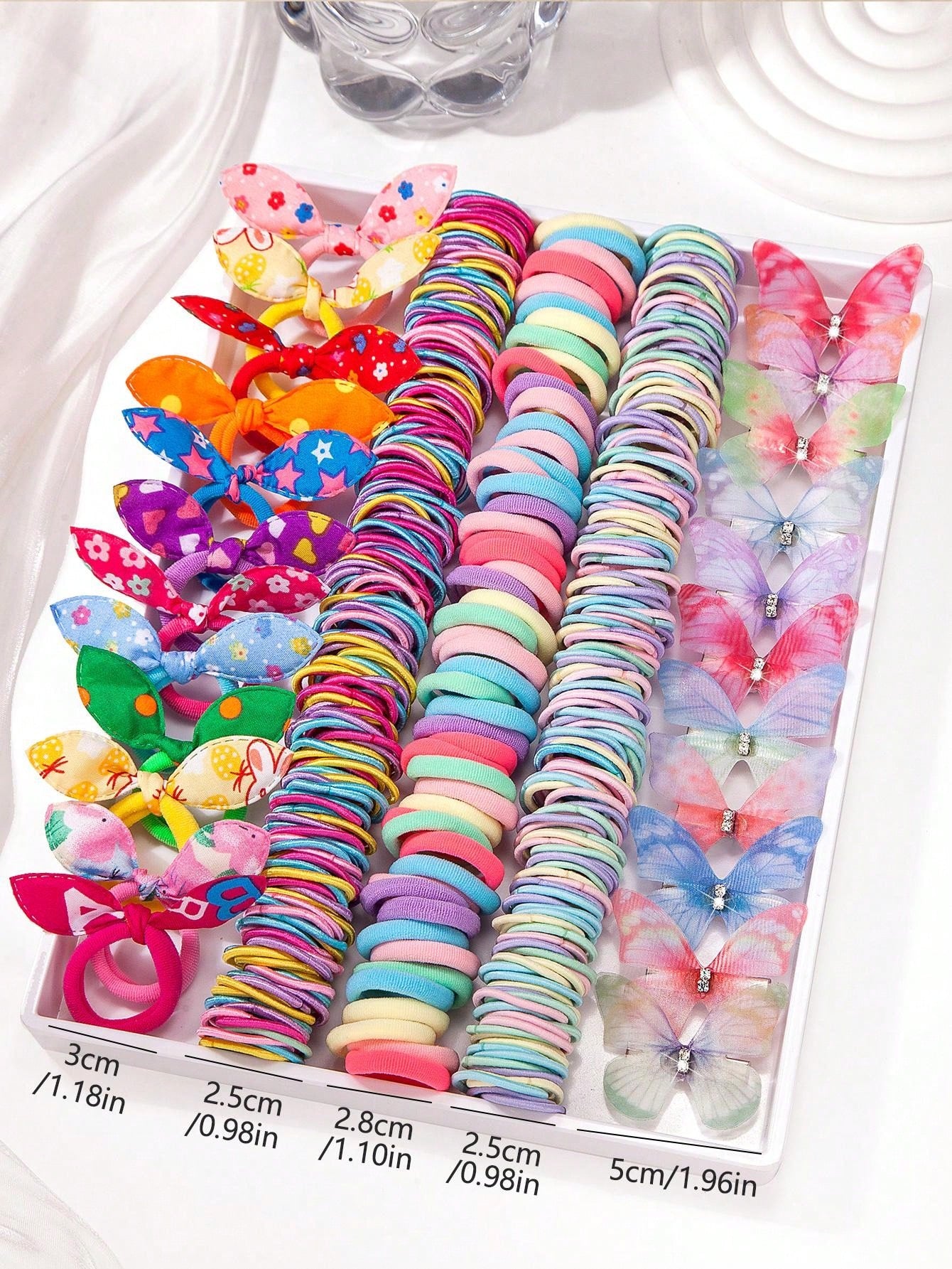 267pcs Kids Girls Multicolor Hair Scrunchies, Bow Hair Clips, Rabbit Ears Headbands, Hair Ties, Cute Hair Accessories Set