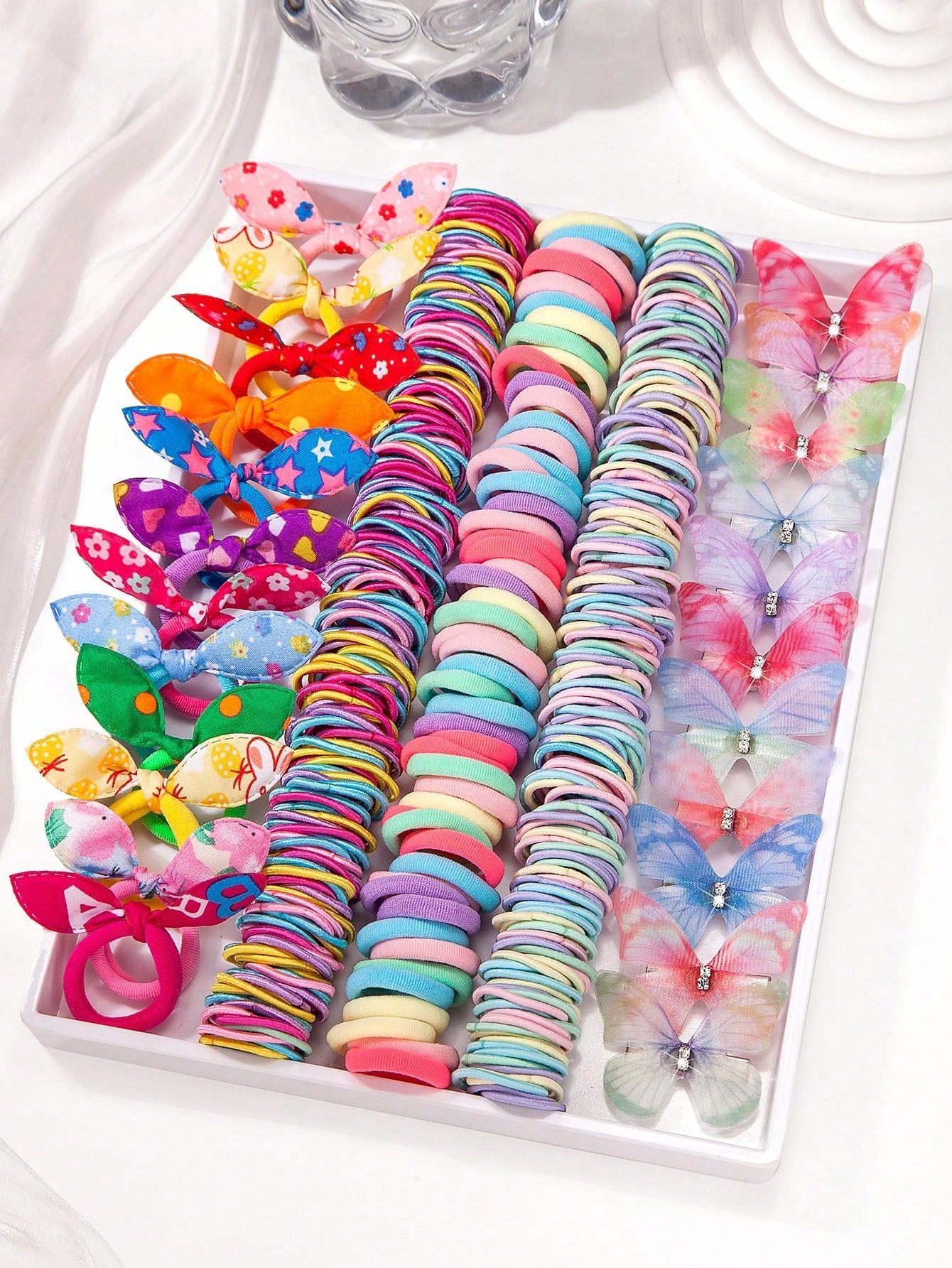 267pcs Kids Girls Multicolor Hair Scrunchies, Bow Hair Clips, Rabbit Ears Headbands, Hair Ties, Cute Hair Accessories Set