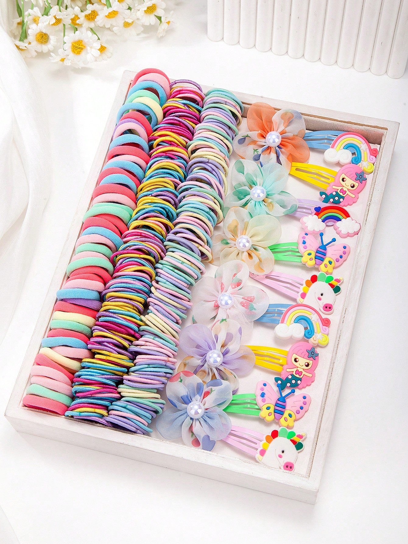 267pcs Kids Girls Multicolor Hair Scrunchies, Bow Hair Clips, Rabbit Ears Headbands, Hair Ties, Cute Hair Accessories Set