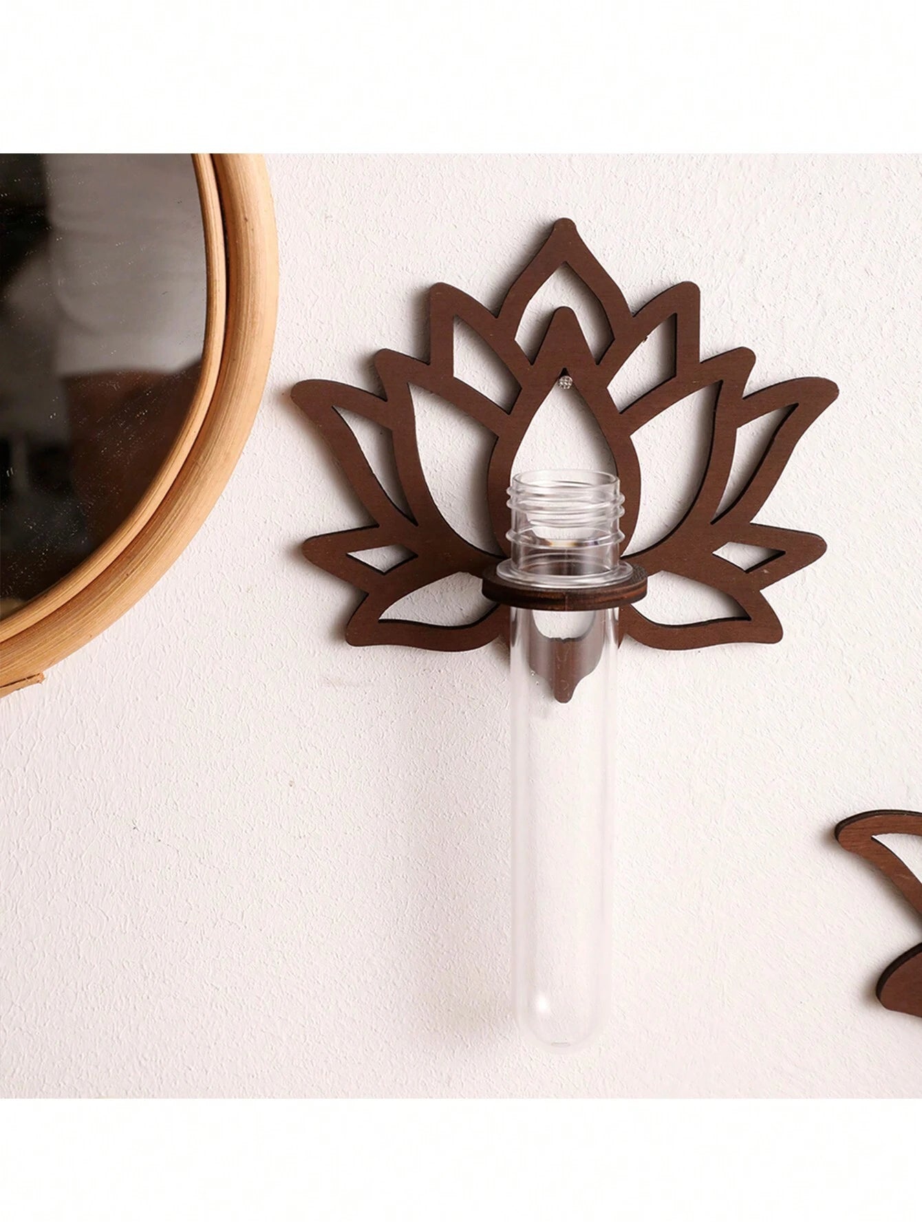 1pc Lotus Wood Candle Holder Wall Shelf, Minimalist Home Bedroom Wall Decor Craft Fall Home Decor 