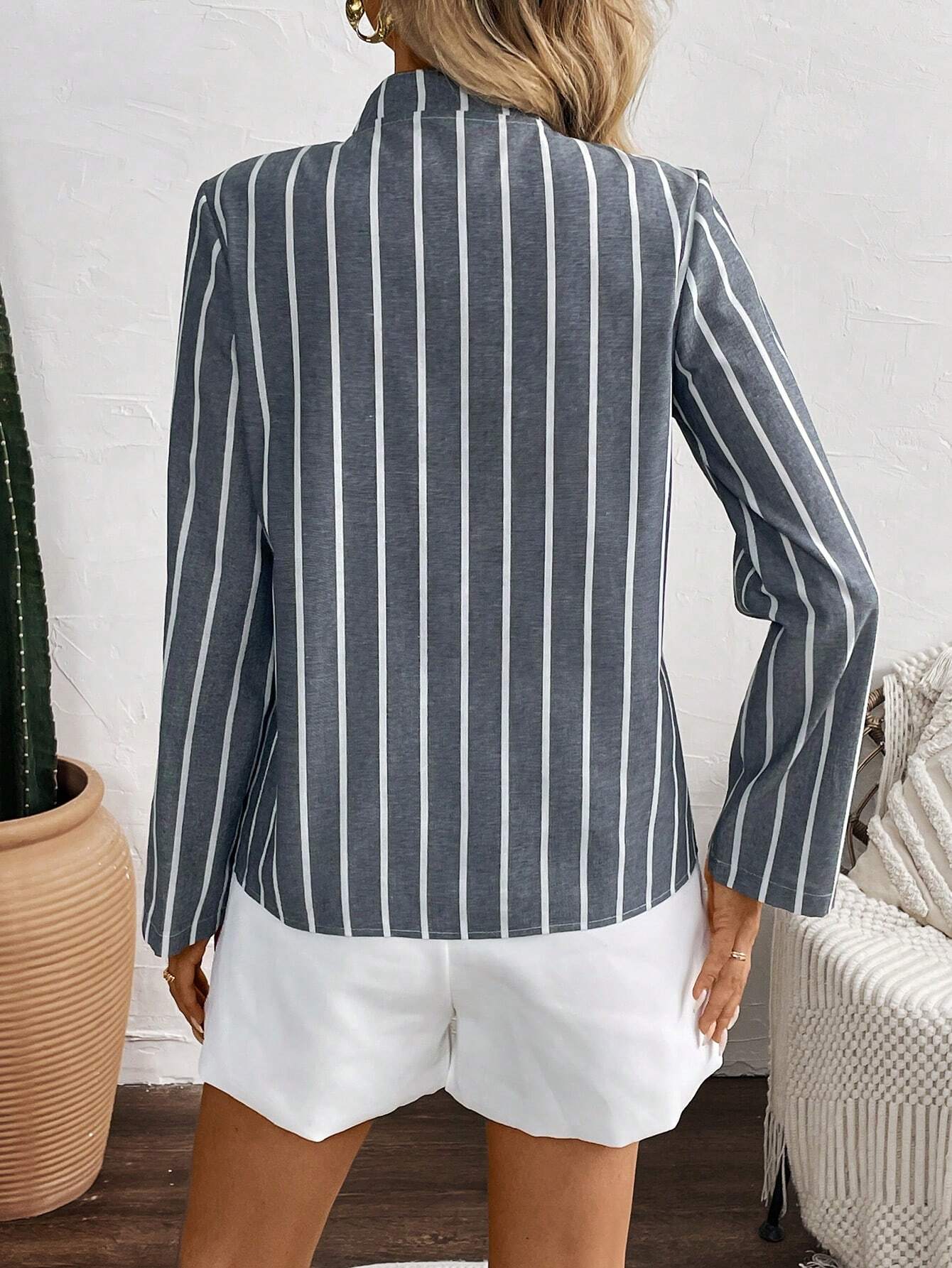 LUNE Cotton And Linen Loose Casual Striped Women's Shirt