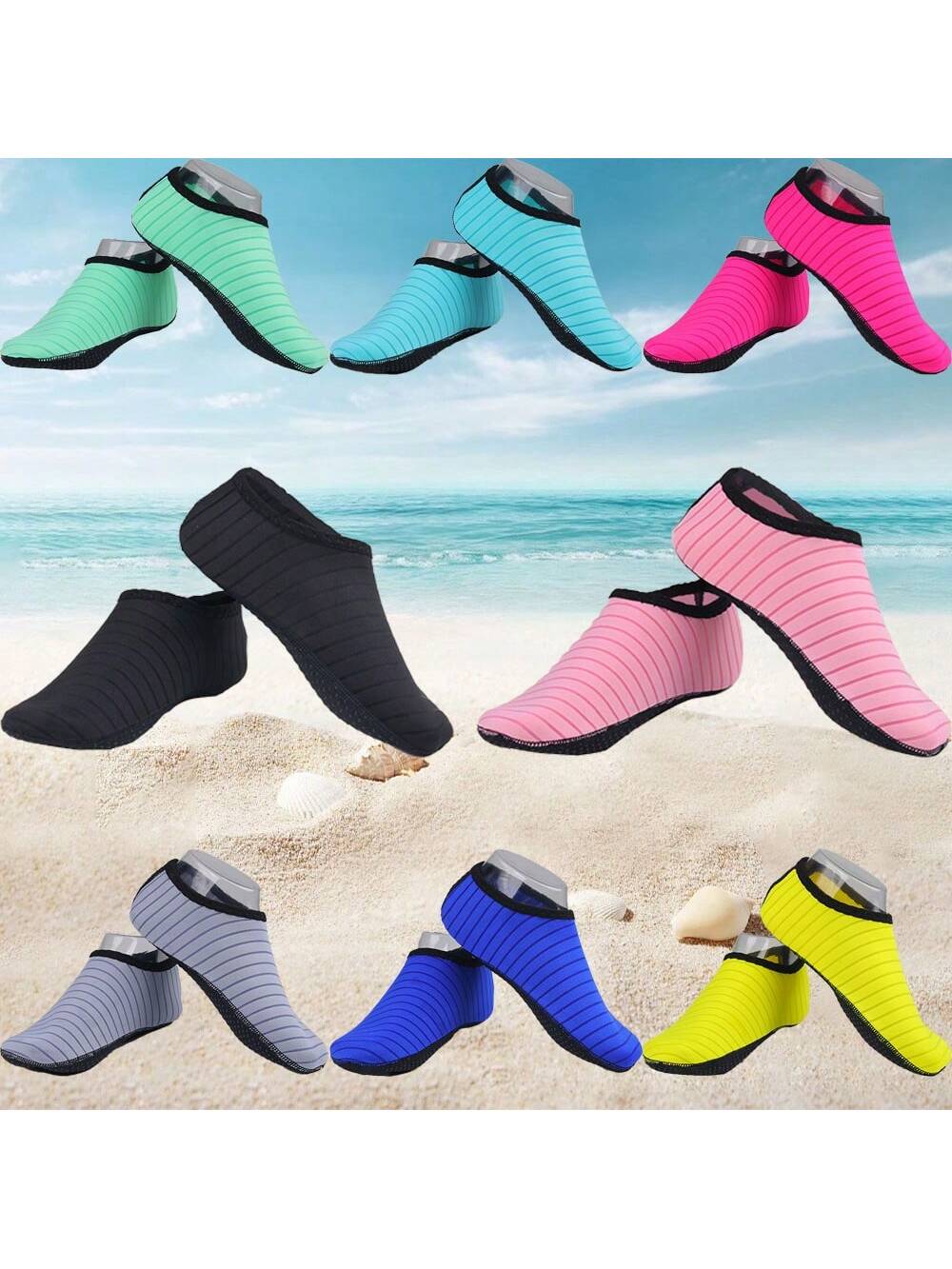 1 Pair Unisex Quick-Dry Water Shoes, Barefoot Aqua Socks For Beach, Swim, Yoga, Exercise