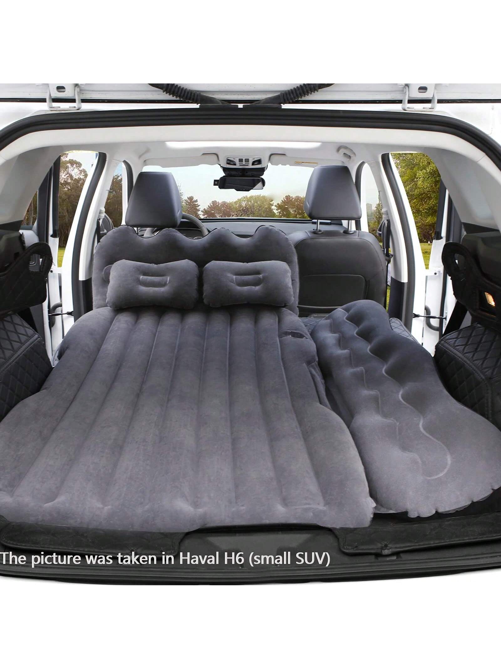 Inflatable Air Mattress With Sides For Car - Back Seat Sleeping Pad- Blow Up Mattress For Truck Back Seat - Portable Travel Camping Mattress - Black