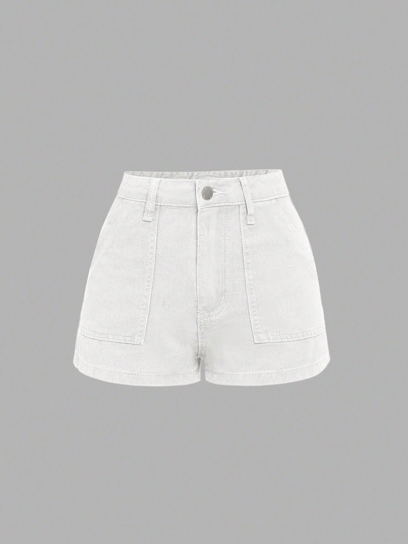 Teen Girl Slant Pocket Straight Leg Denim Shorts