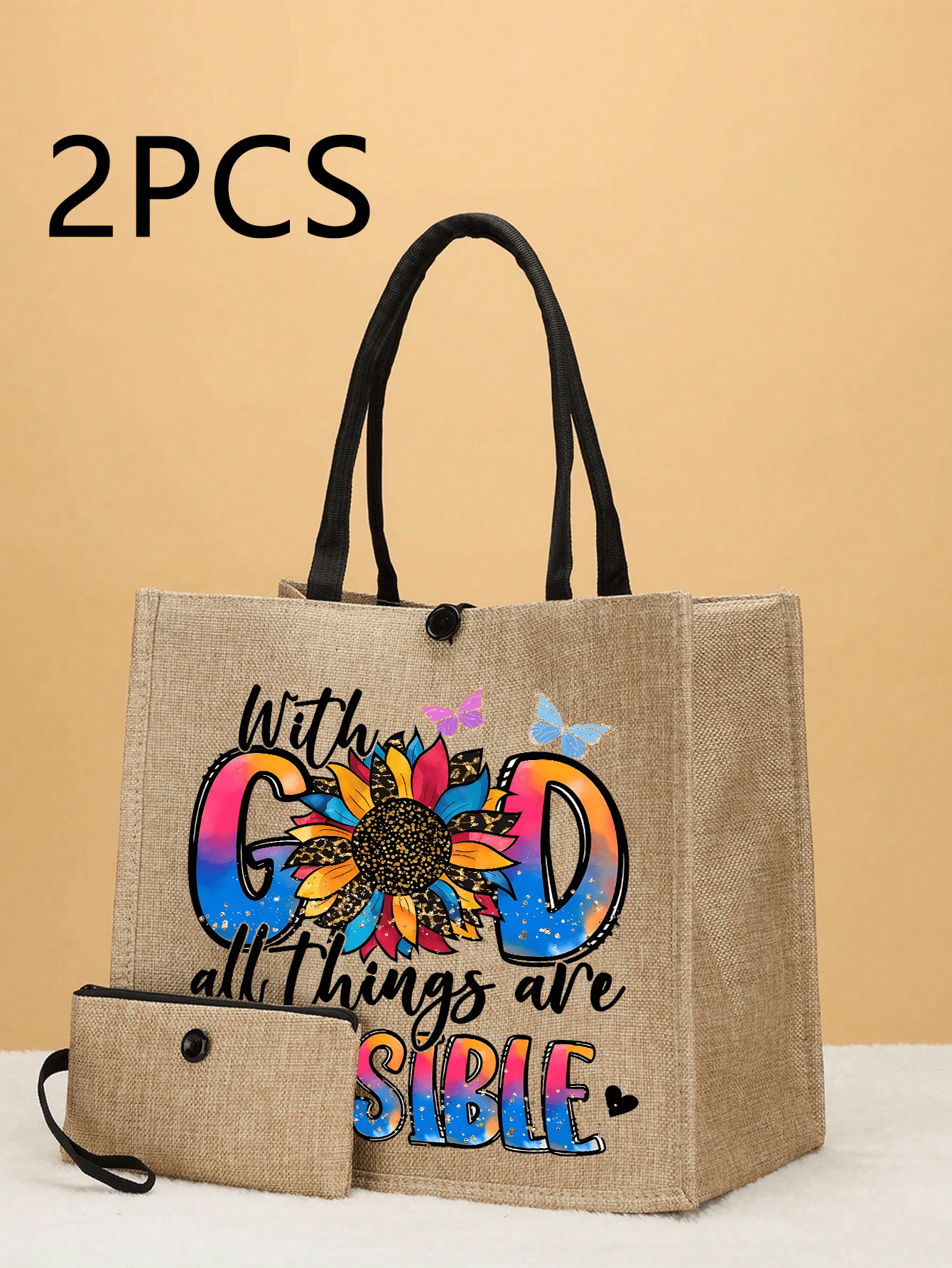 2pcs Lovely And Sophisticated Sunflower Print Commute Tote Bag, Suitable For Daily Use, Dating, Travel, Gathering, Etc.