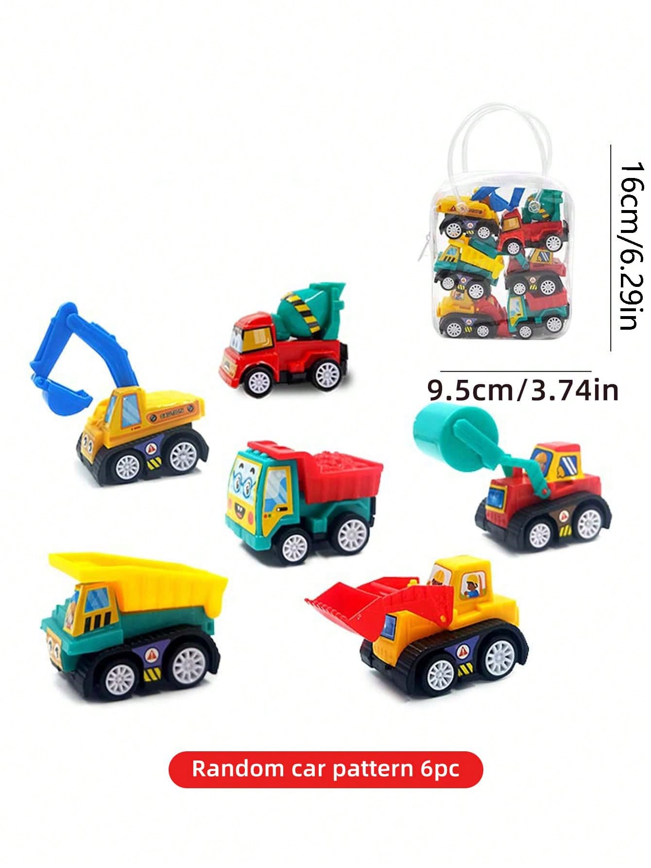 1 Bag 6pcs Car Sets Vehicle Model, Colors And Patterns Random, Fire Truck Model, Car Toys, Mini Inertial Engineering Vehicle, Children's Toys School Supplies