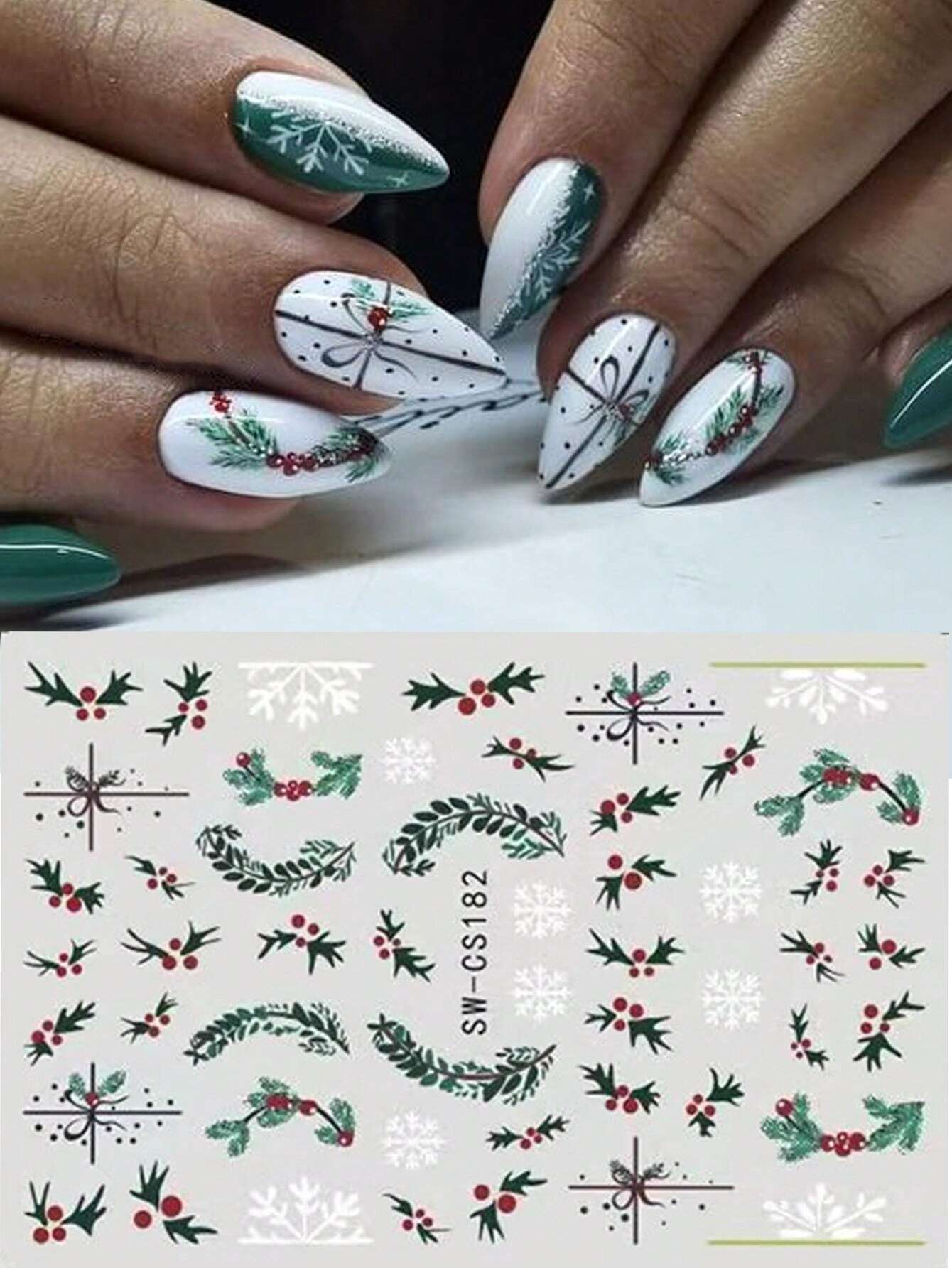 3D Christmas Nail Stickers 2/5 Sheets Cartoon Santa Elk Neon Lamp Penguin Snowflake Snowman Car Tree Bird Holly Berry Flower Leaf DIY Winter Xmas Self-Adhesive Gel Polish Decal Sliders Cute Nail Art Decoration