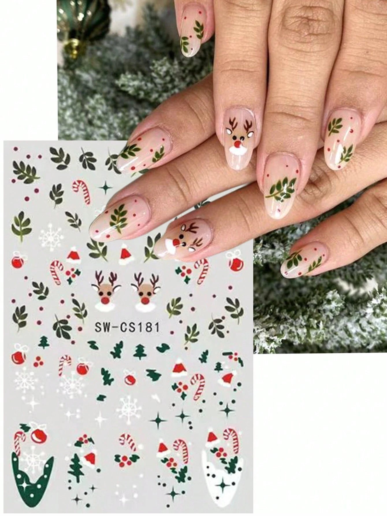 3D Christmas Nail Stickers 2/5 Sheets Cartoon Santa Elk Neon Lamp Penguin Snowflake Snowman Car Tree Bird Holly Berry Flower Leaf DIY Winter Xmas Self-Adhesive Gel Polish Decal Sliders Cute Nail Art Decoration