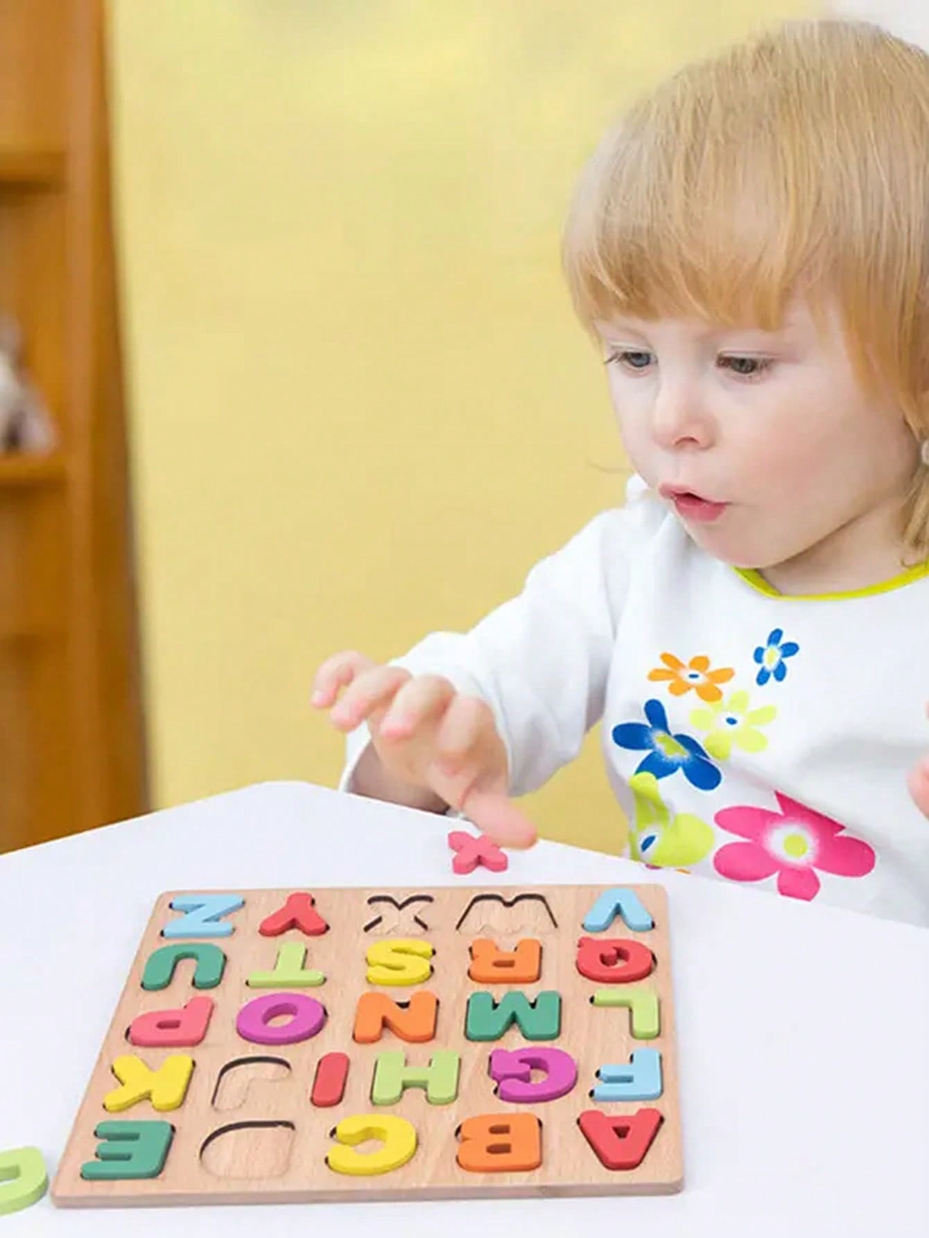 1pc Wooden Alphabet Puzzle For Early Education - Develops Cognitive Skills And Hand-Eye Coordination School Supplies