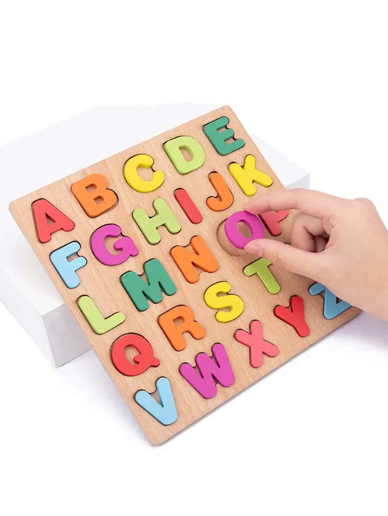 1pc Wooden Alphabet Puzzle For Early Education - Develops Cognitive Skills And Hand-Eye Coordination School Supplies