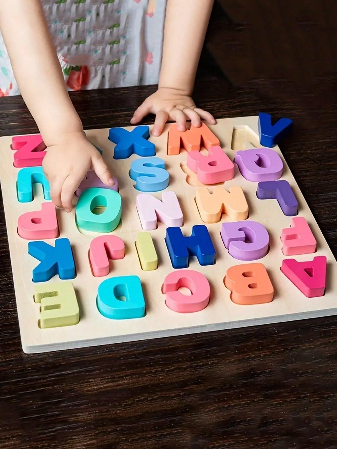 1pc Wooden Alphabet Puzzle For Early Education - Develops Cognitive Skills And Hand-Eye Coordination School Supplies