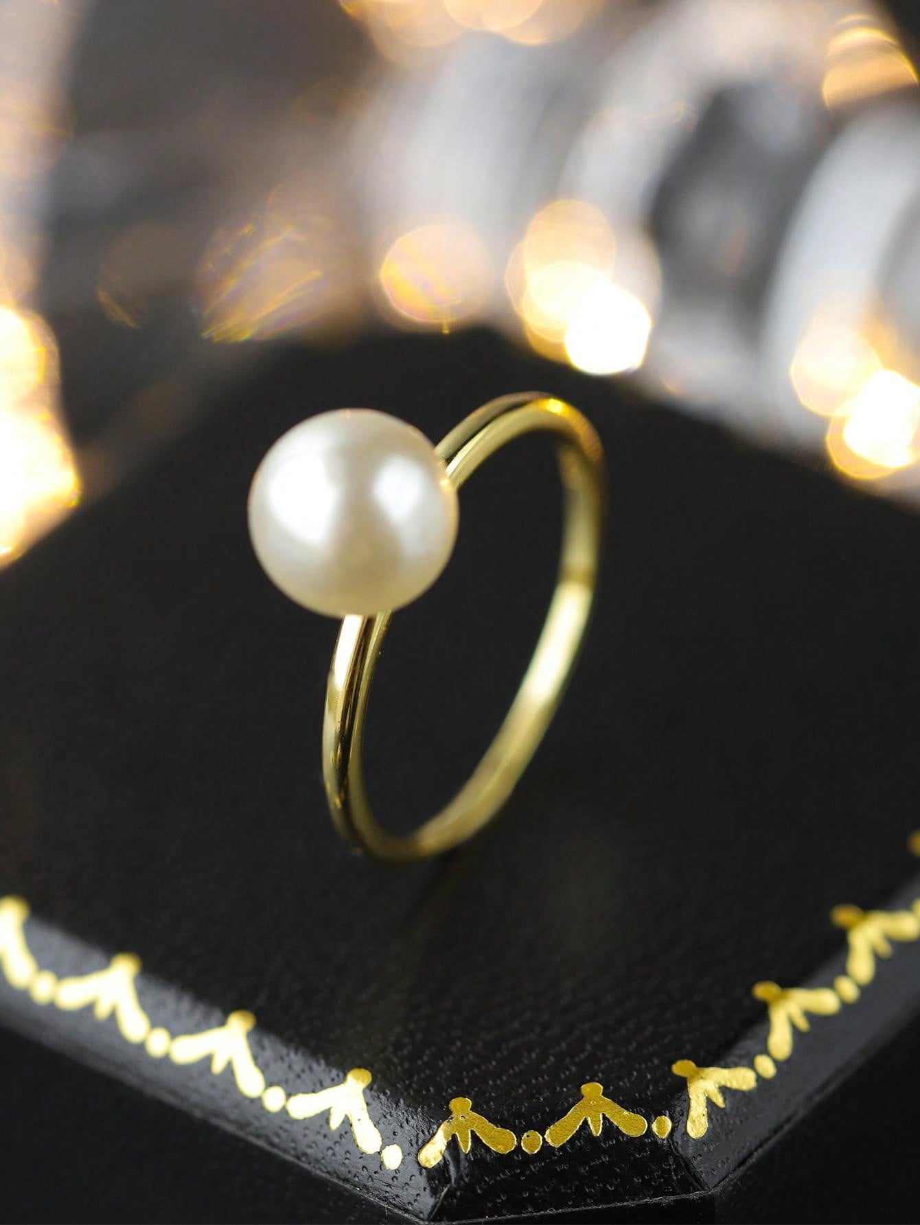 Minimalist Elegant S925 Sterling Silver Circle Natural Freshwater Pearl Ring, Daily Wear Party Birthday Love Gift Fashion Jewelry