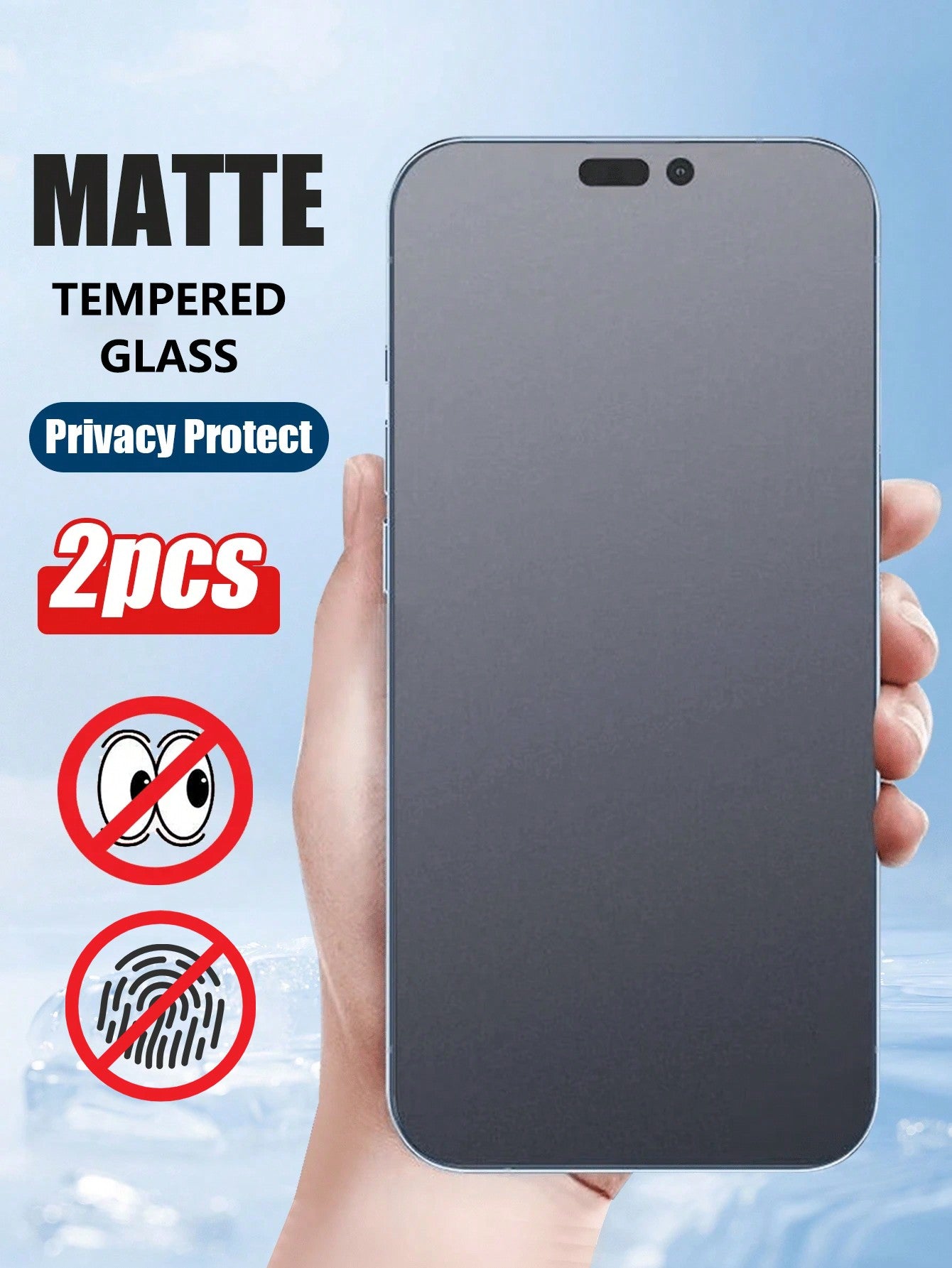 2pcs/Set Matte Anti-Peeping Tempered Glass Screen Protector, Anti-Spy, Protecting Privacy, Full Coverage, Anti-Fingerprints, Anti-Fall, Anti-Scratch, Privacy Protection, Delicate Touch, Compatible With Compatible With Iphone 15/15Plus/15Pro/15Pro Max,IPh