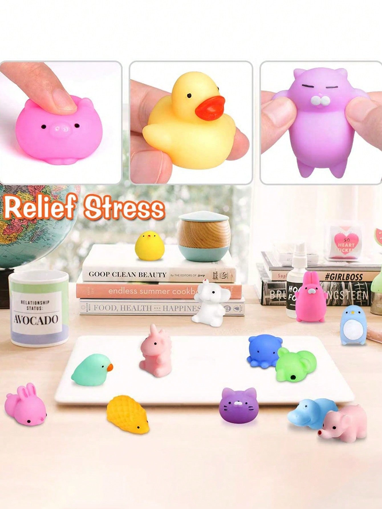 20pcs Random Kawaii Mochi Squishy Toys, Mini Stress Relief Toys Gifts, Holiday Stocking Stuffers Supplies For Adults, Christmas Gift Filler,Christmas