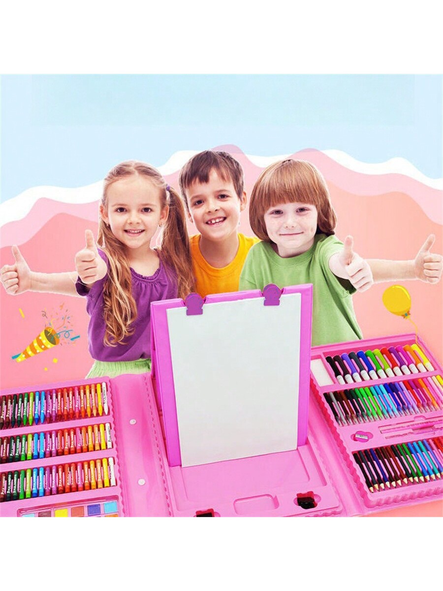 42pcs/208pcs Children Art Painting Set, Drawing Stationery - Watercolors, Markers, Crayons, Erasers, Sharpeners, Paint Boxes, Christmas/Halloween Gifts (Packaging