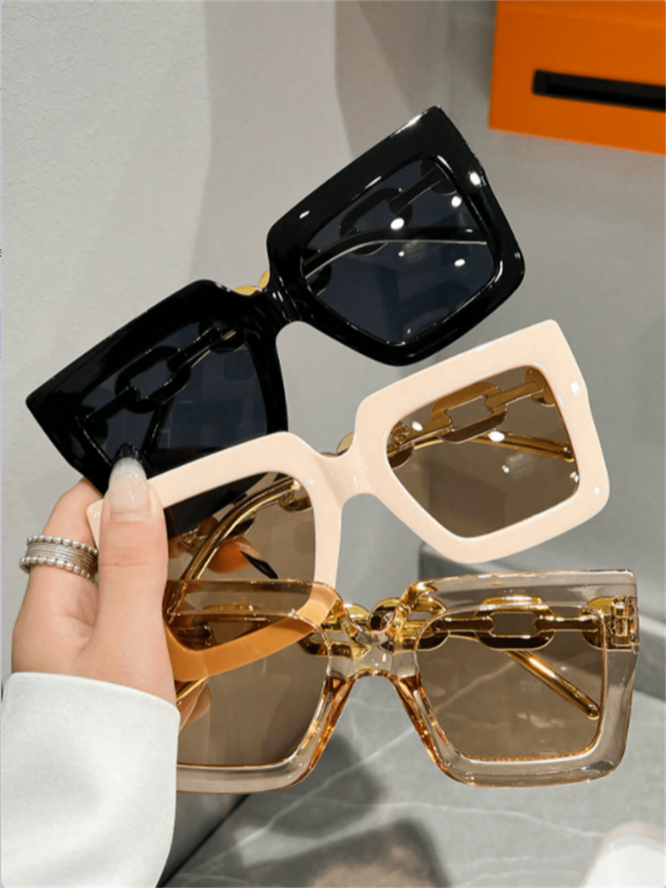 Street 3pcs/1pc Plastic Frame Fashion Glasses For Summer Beach Beach Accessories For Women Glasses Shades Trendy Basics Fall Winter Women Outfits Clothes Business Casual Gifts Chain