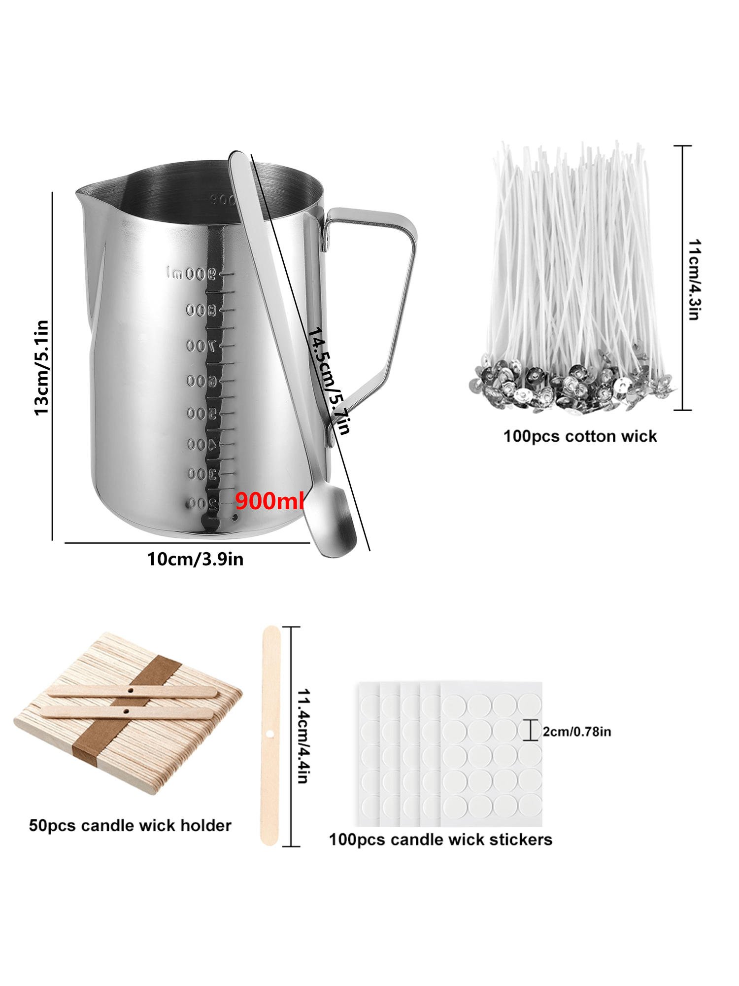 Candle Making Kit Supplies, Soy Wax DIY Candle Making For Adults, With 900ml Candle Make Pouring Pot, Candle Wicks, Wicks Sticker, Wicks Holder, Thermometers