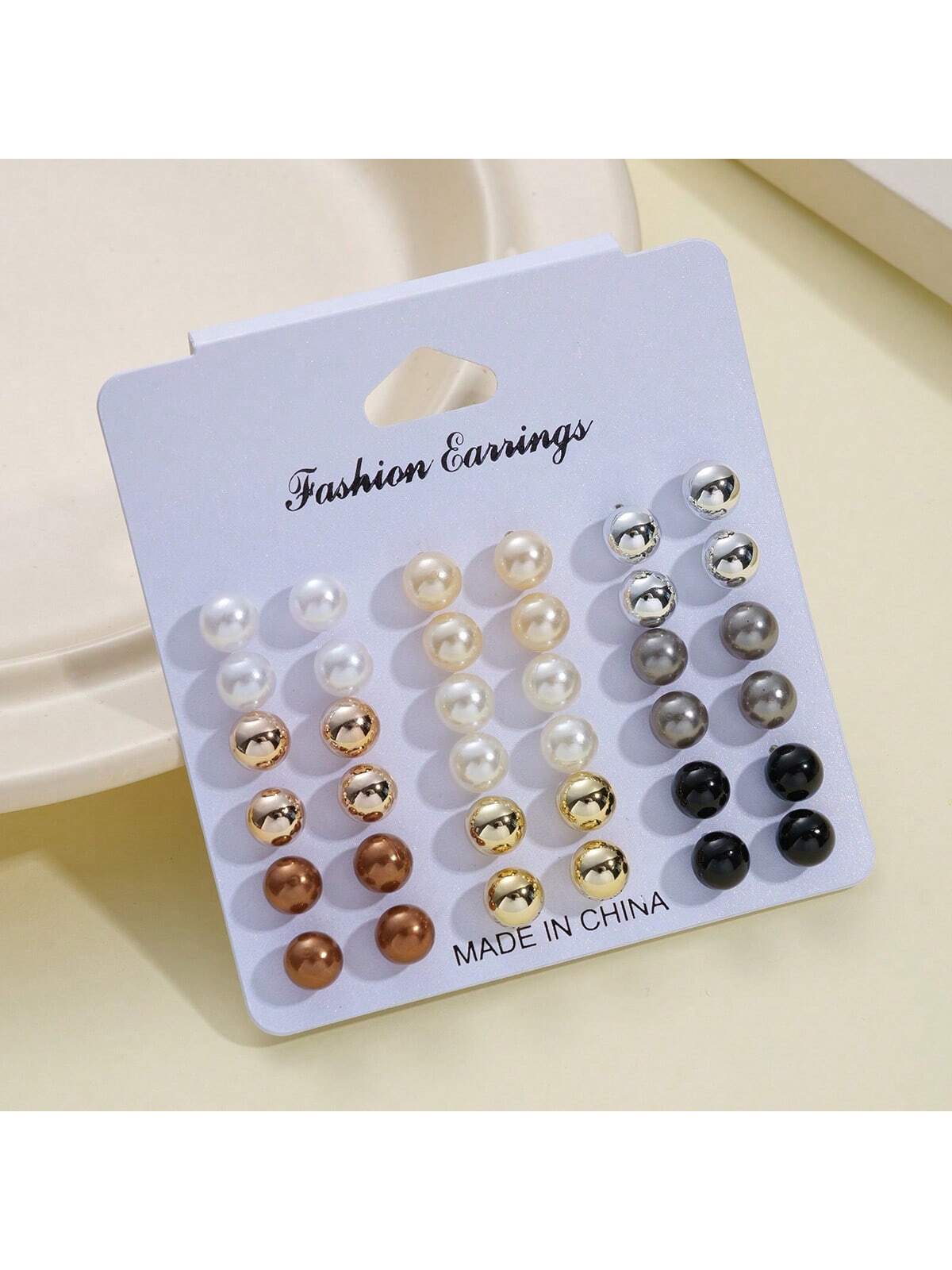 24pcs Cross-Border European And Korean Style Simple And Classic Pearl Earrings Set For Women