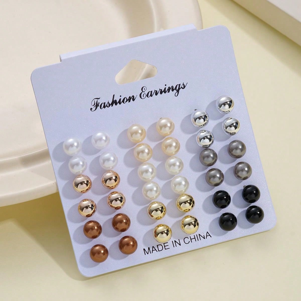 24pcs Cross-Border European And Korean Style Simple And Classic Pearl Earrings Set For Women