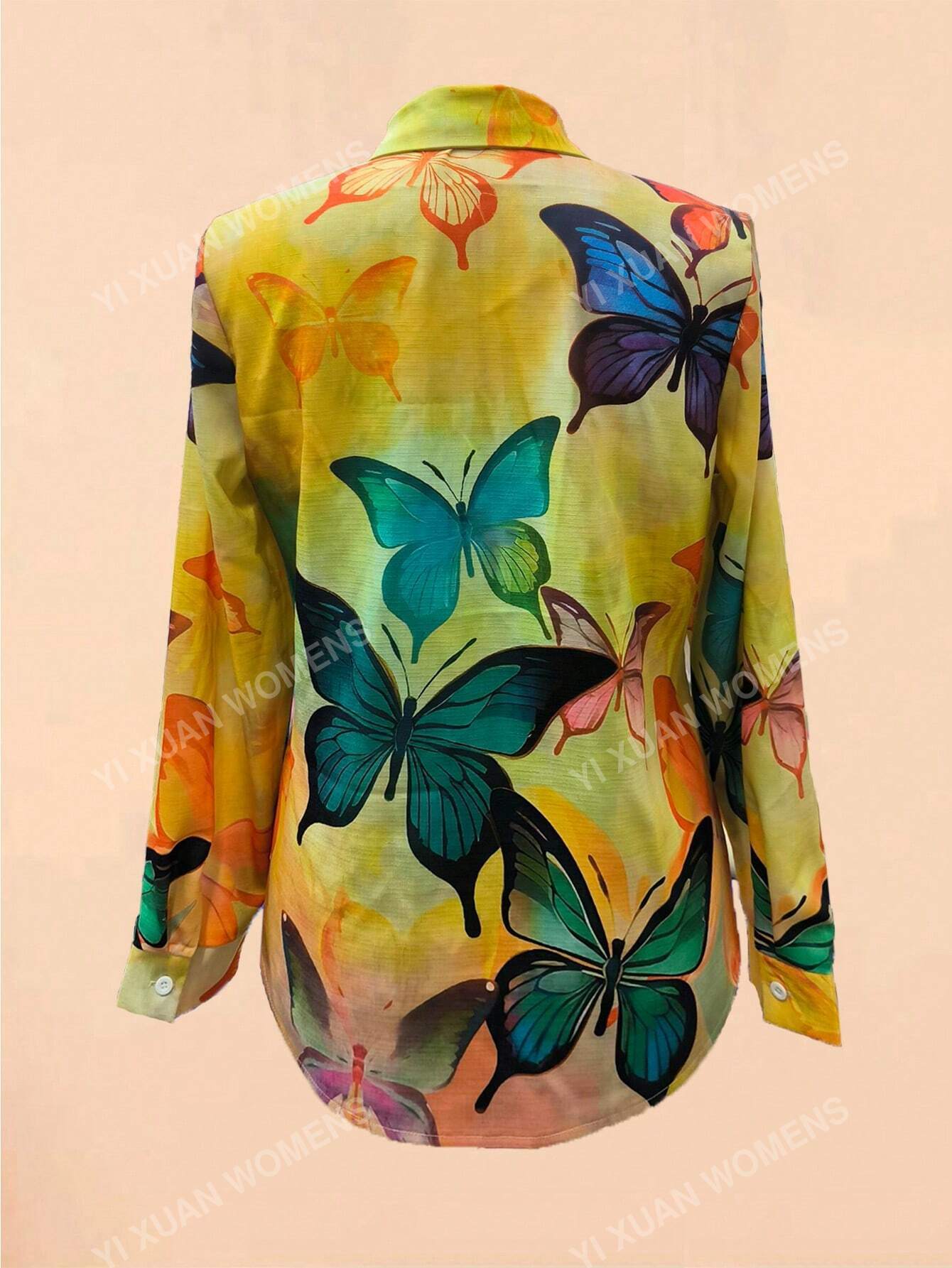 Women's Shirt, Fashionable Casual Butterfly Printed Shirt Top