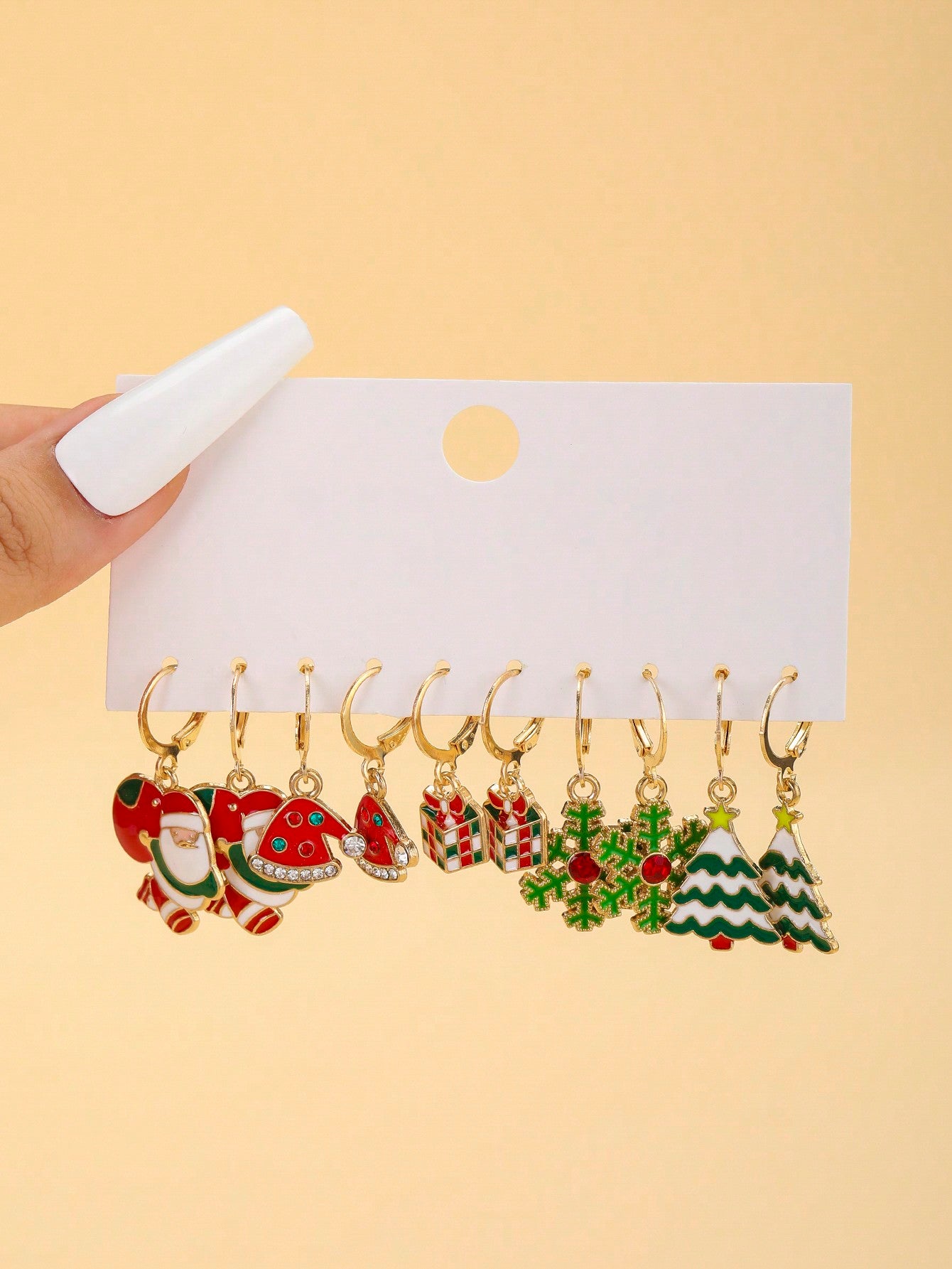 New Christmas Cartoon Pattern Women's Earring Set, Including Oil Drop Reindeer, Santa Claus And Snowflake Candy Earrings, Suitable For Women's Daily And Party Wear