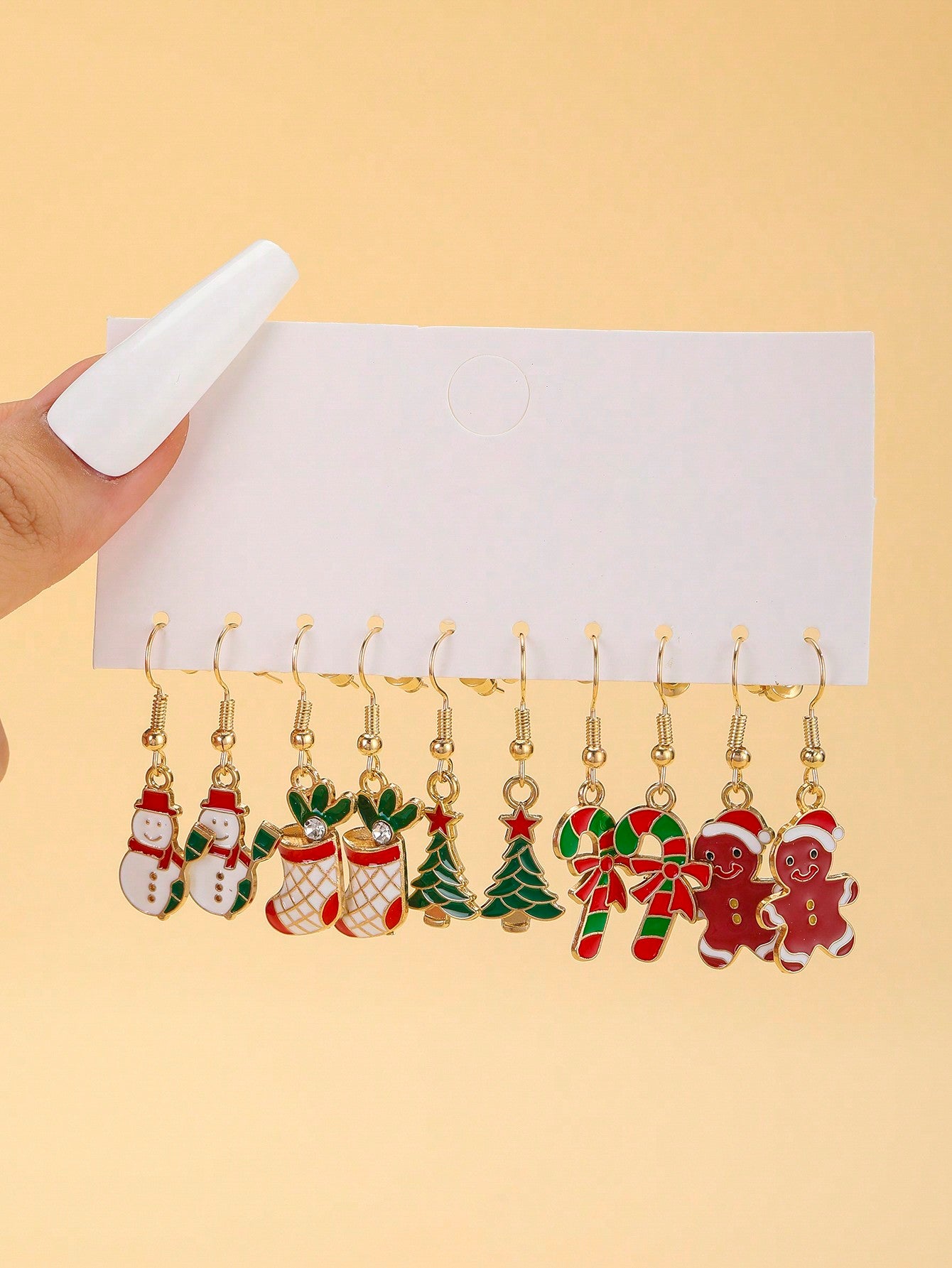 New Christmas Cartoon Pattern Women's Earring Set, Including Oil Drop Reindeer, Santa Claus And Snowflake Candy Earrings, Suitable For Women's Daily And Party Wear